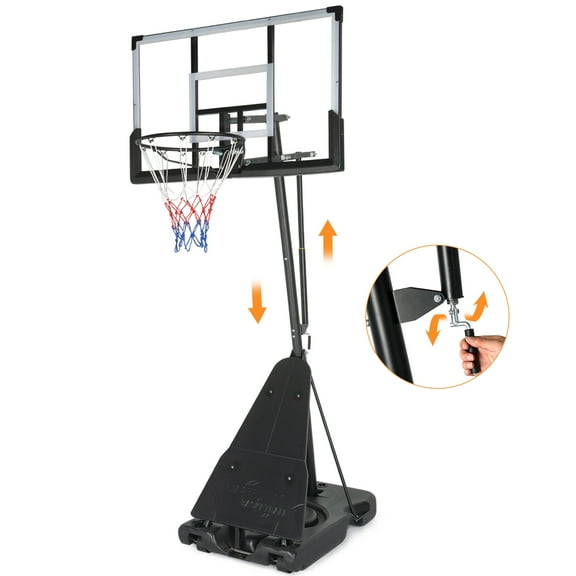 Ktaxon 5.3-10ft Adjustable Portable Basketball Hoop with Rebound Plate,44-Inch Weatherproof Backboard Indoor Outdoor