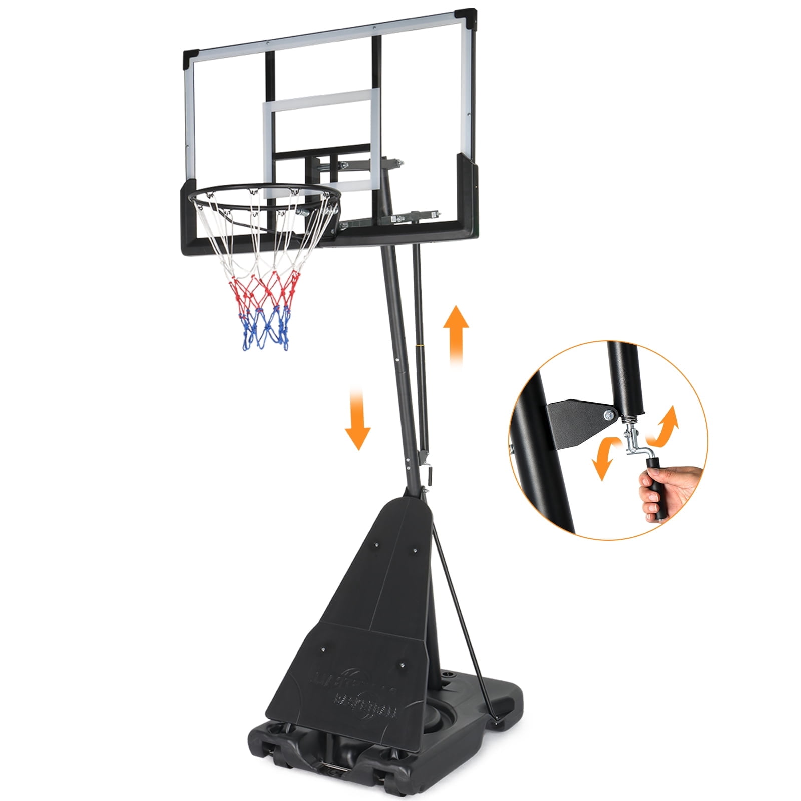 Ktaxon 44in 5.3-10ft Portable Adjustable Portable Basketball Hoop Outdoor