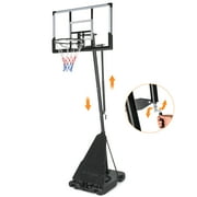 Ktaxon 5.3-10ft Adjustable Portable Basketball Hoop with Rebound Plate,44-Inch Weatherproof Backboard Indoor Outdoor
