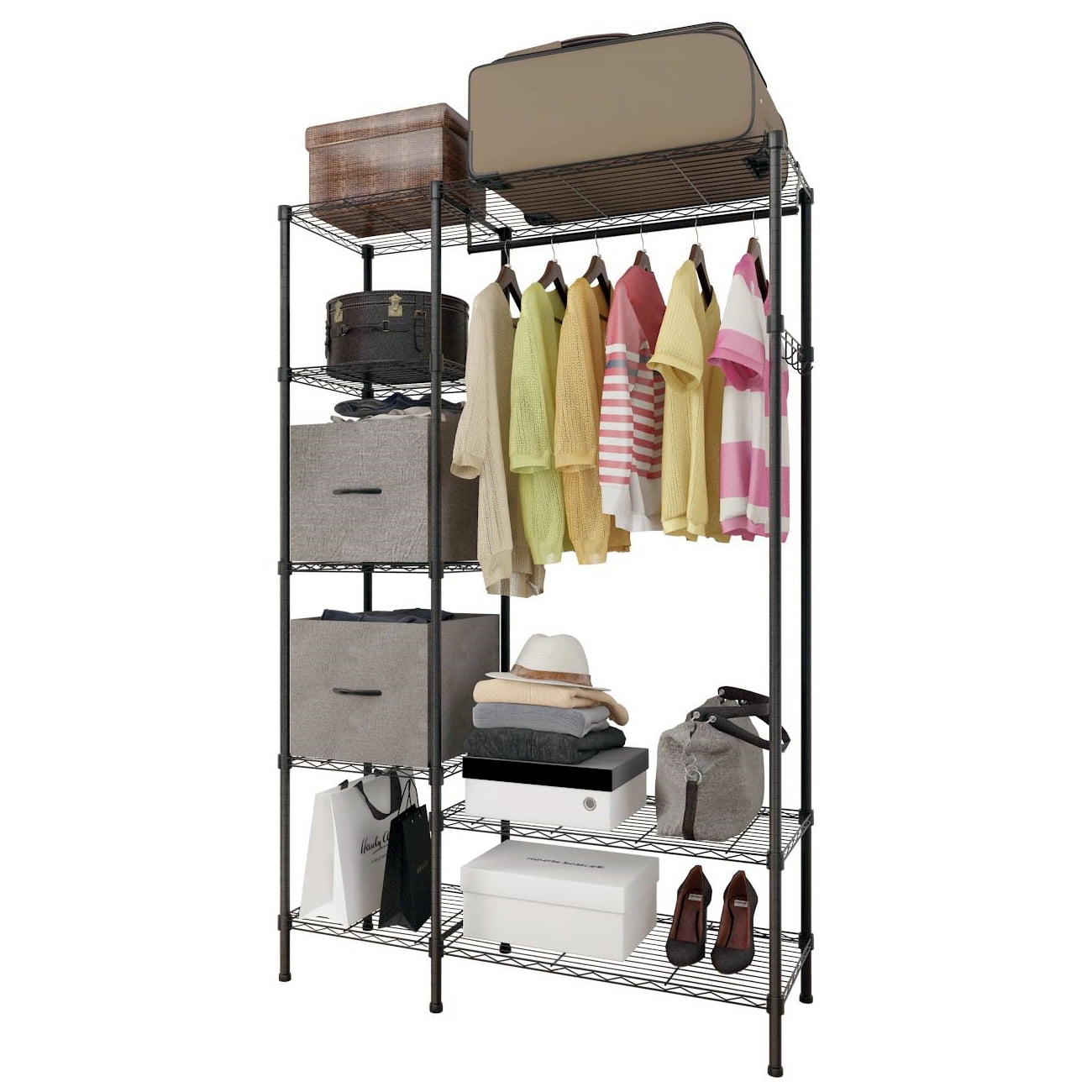 Ktaxon Portable Closets Garment Rack 6 Tiers Heavy Duty Wire Clothing