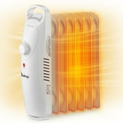 Ktaxon Filled Radiator Heater, Small Portable Space Heater with Adjustable Programmable Thermostat, Quiet, Overheat Protection, 6 Oil Heating Fins, 700W Mini Heater for Home Office White