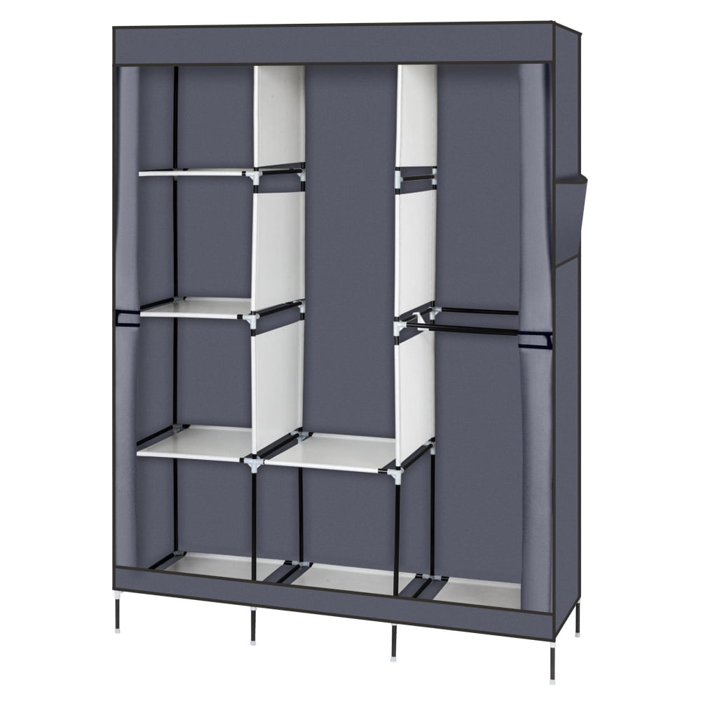 FCH Portable Fabric Wardrobe with Adjustable Shelf, 4 Layers, 8