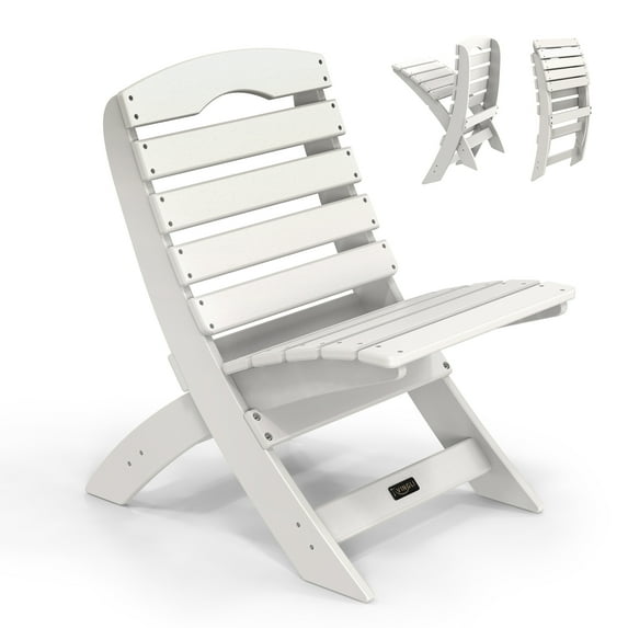 Ktaxon Portable Folding Adirondack Chairs, Eco-Friendly HDPE Material & 350Lbs Weight Capacity Adirondack Chairs for Patio Poolside Porch Beach, White