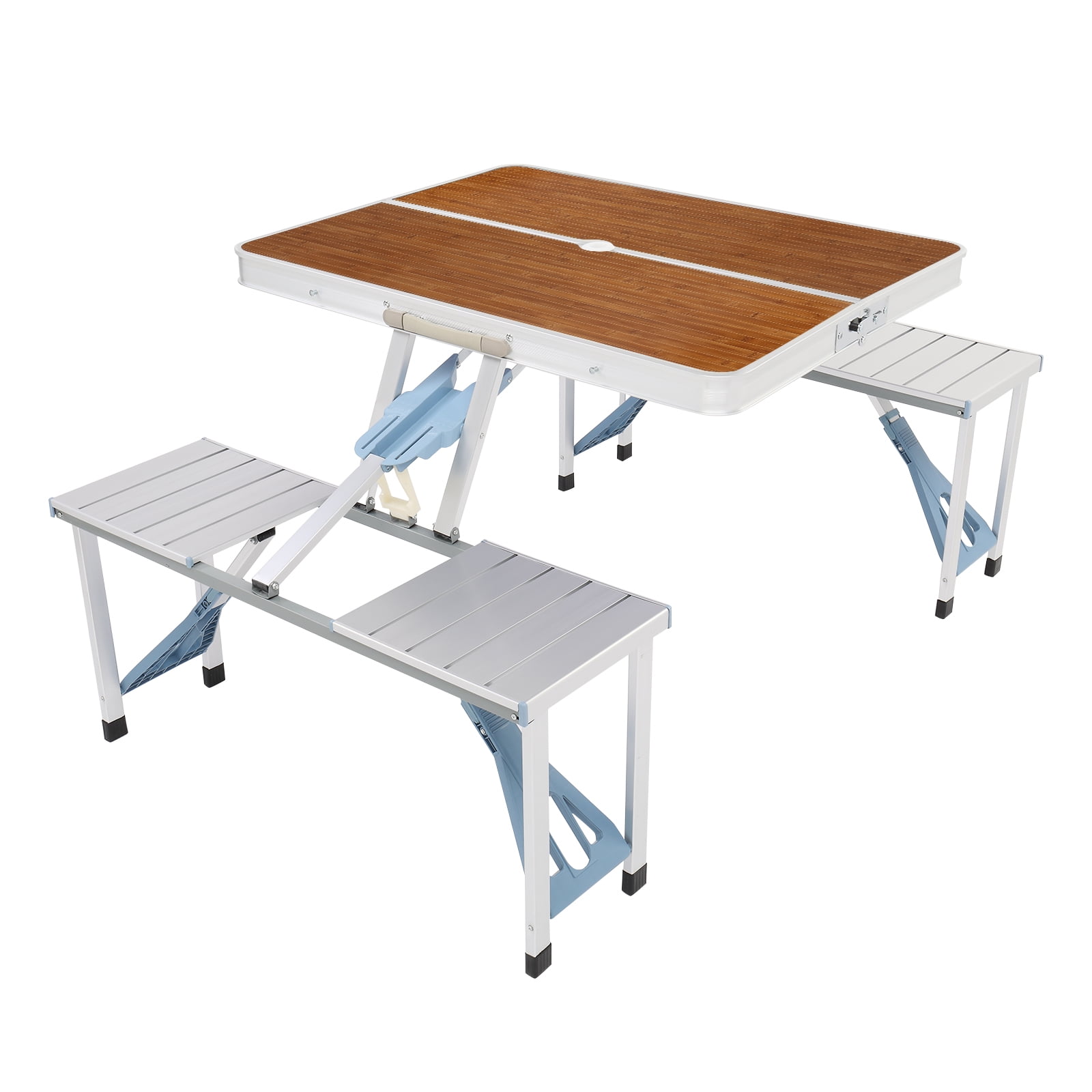 Ktaxon Collapsible Camping Table Portable Outdoor 4 Person Seats Wood Aluminium Alloy Walmart Business Supplies