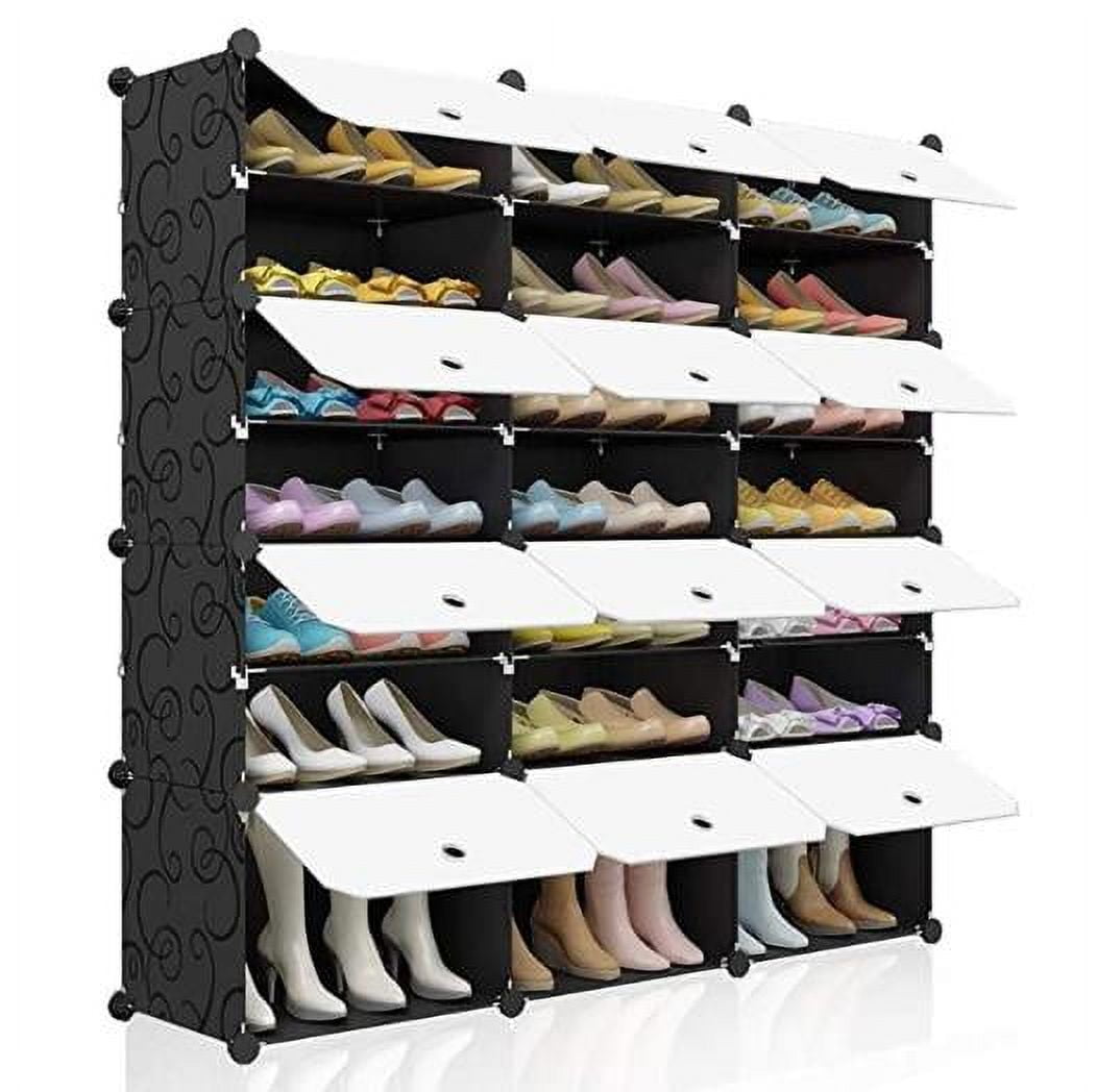 Ktaxon Portable Shoe Cabinet for Entryway, 8-Tier Modular Shoe Rack Shelf 42-48 Pairs Shoe Storage Organizer Unit for Hallway Living Room Bedroom Home, Black