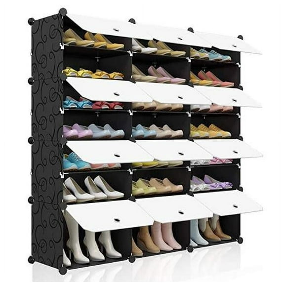 Ktaxon Portable Shoe Cabinet for Entryway, 8-Tier Modular Shoe Rack Shelf 42-48 Pairs Shoe Storage Organizer Unit for Hallway Living Room Bedroom Home, Black