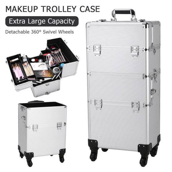 Ktaxon Professional Makeup Cosmetic Case 360Rotate Rolling Salon Tool Organizer Travel Bag