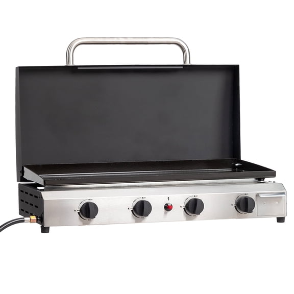 Ktaxon 4 Burner Propane Griddle Flat Top Gas Grill 40000 BTU with Lid,Ceramic Coated Cast Iron Pan,Portable