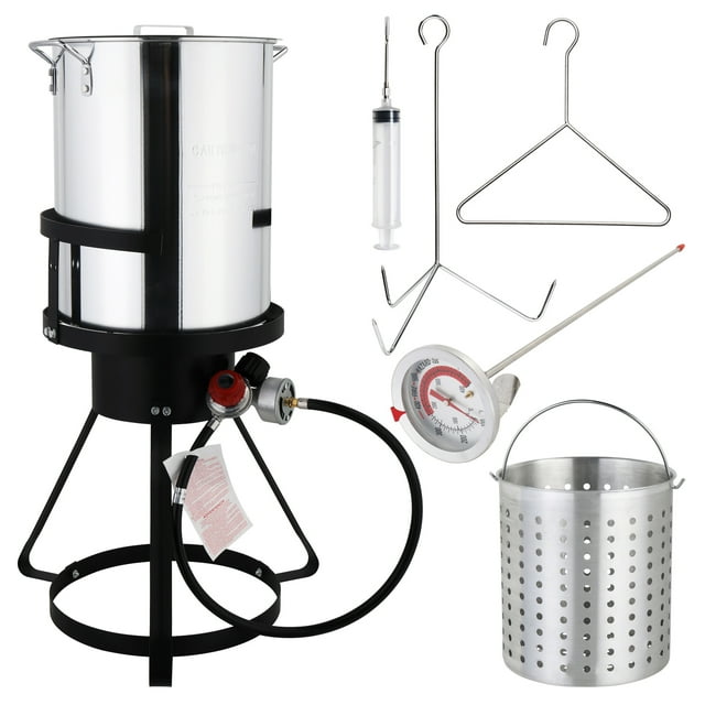 Ktaxon Propane Outdoor Cooker, Deep Burner with Basket, 30QT Aluminum