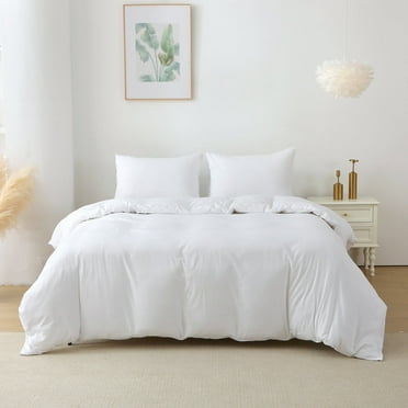 Ktaxon Queen Size Duvet Cover 3-Piece Set, Bedding Ensemble with 1 Duvet Cover & 2 Pillow Shams, Comforter Exclud, White