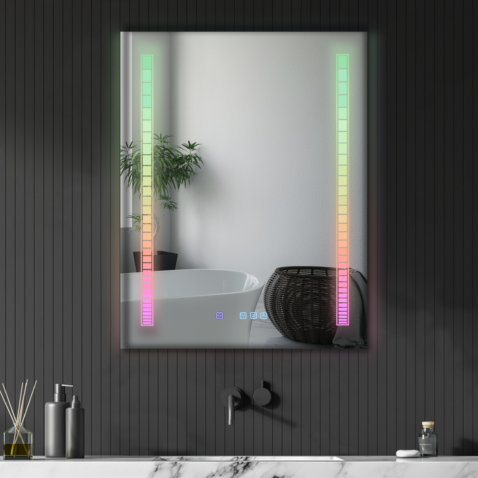 Ktaxon RGB LED Bathroom Mirror, WallMounted Vanity Mirror with Lights