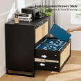 thumbnail image 1 of Ktaxon Rattan 2 Drawer Lateral File Cabinet with Lock, Wood Locking File Cabinets for Home Office, Black, 1 of 9