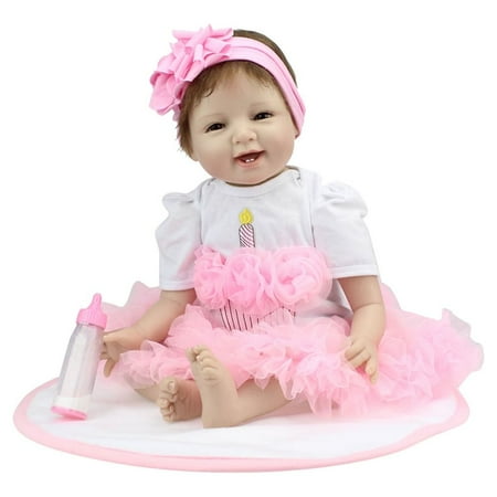 Ktaxon Reborn Baby Dolls, 22 inches Realistic Newborn Soft Vinyl Baby Dolls Toy for Kids Age 3+(Cloth Body)