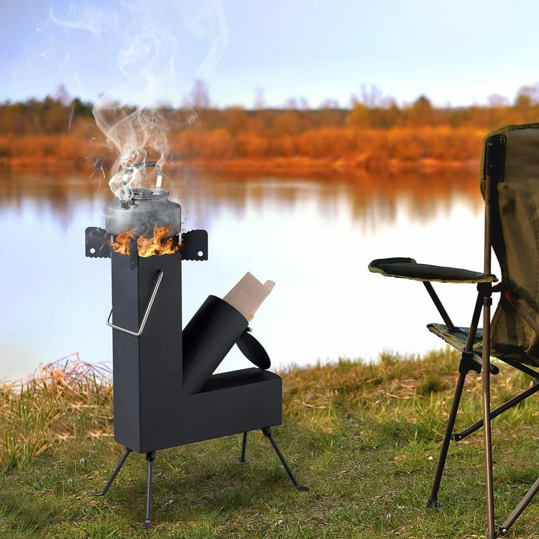 Portable Wood Stove, Outdoor Picnic Rocket Stove, Camping Fishing