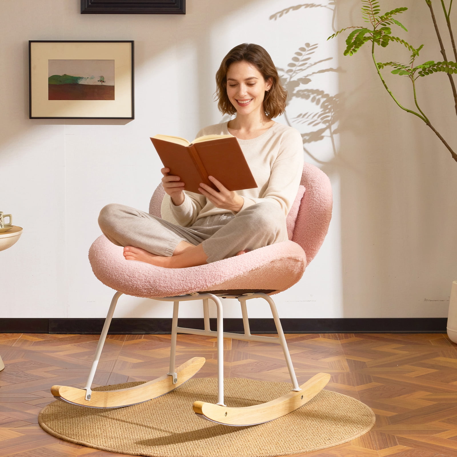 Ktaxon Rocking Accent Chair with Padded Seat, Cute Cozy Nest Style