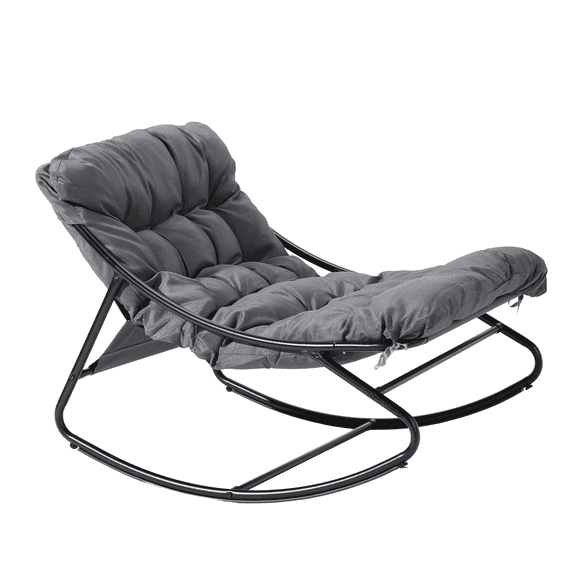 Ktaxon Rocking Chair with Cushion for Indoor Patio Lounge Rocker, Gray