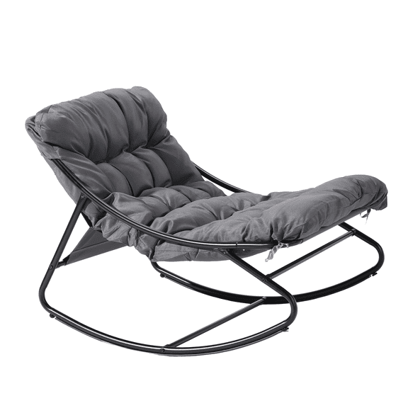 Ktaxon Rocking Chair with Cushion for Indoor Patio Lounge Rocker, Gray