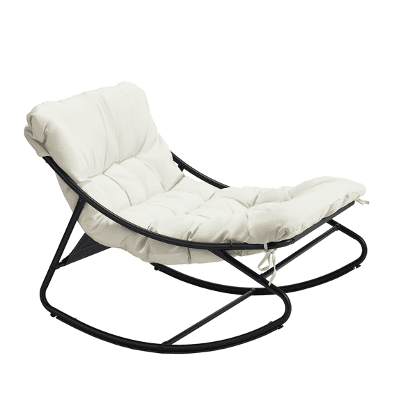 Ktaxon Rocking Chair with Cushion for Indoor Patio Lounge Rocker, Off-White