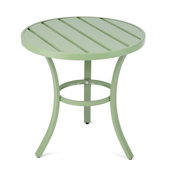 Ktaxon Round Patio Side Table 20 Inch, Metal Indoor Outdoor Coffee Table, Light Green