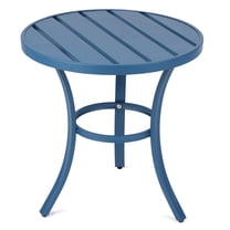Ktaxon Round Patio Side Table 20 Inch, Metal Indoor Outdoor Coffee Table, Navy Blue