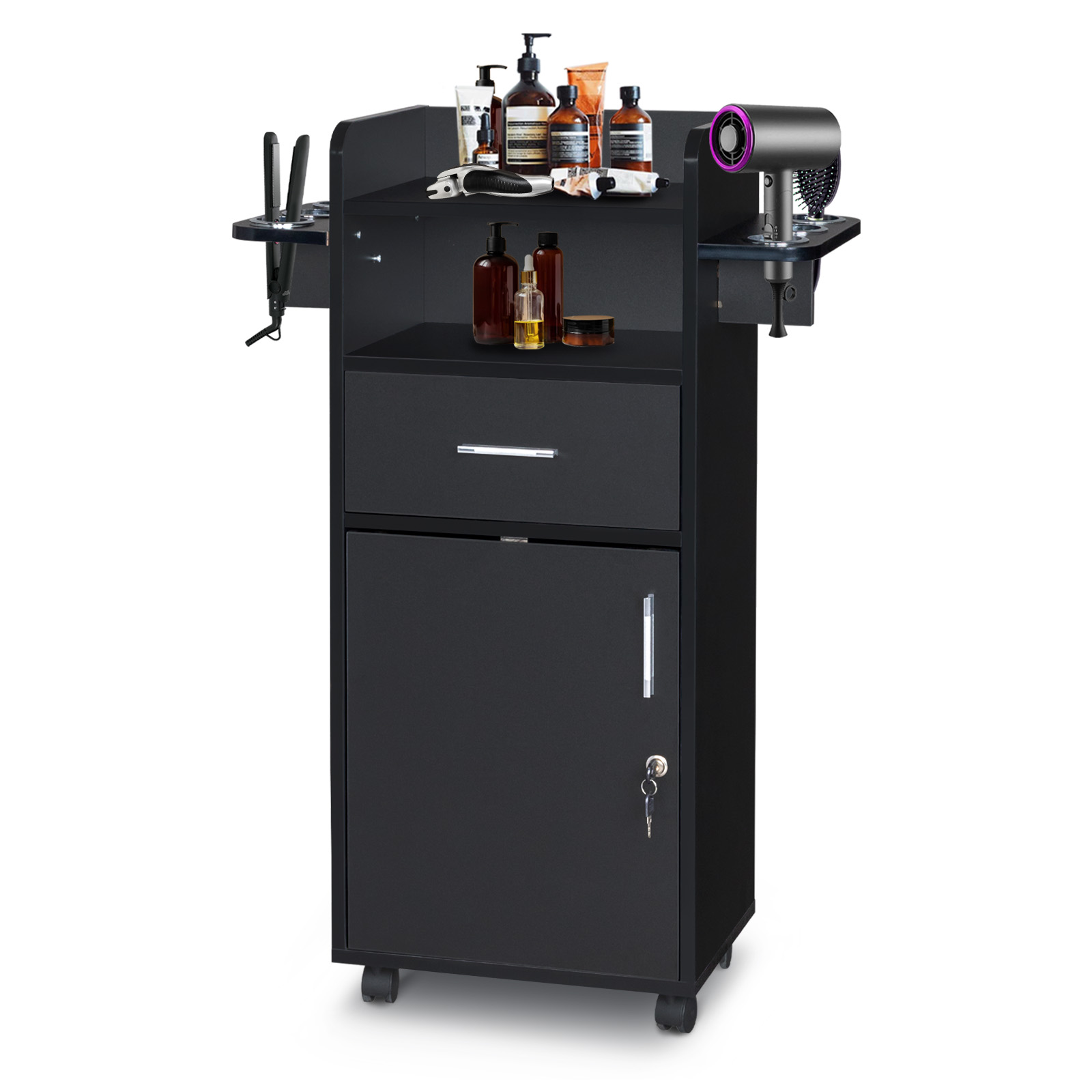 Ktaxon Salon Cabinet for Stylist, Beauty Salon Trolley Cart, Hair Station Stations with Wheels