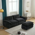 thumbnail image 1 of Ktaxon Sectional Sofa L Shaped Couch with Chaise Living Room Sleeper Set, 2 Seats with Chenille and Double Layer Cushions 86" W Black, 1 of 10