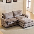 thumbnail image 1 of Ktaxon Sectional Sofa L Shaped Couch with Chaise Living Room Sleeper Set, 2 Seats with Chenille and Double Layer Cushions 87" W Light Brown, 1 of 16