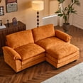 thumbnail image 1 of Ktaxon Sectional Sofa L Shaped Couch with Chaise Living Room Sleeper Set, 2 Seats with Chenille and Double Layer Cushions 86" W Orange, 1 of 11