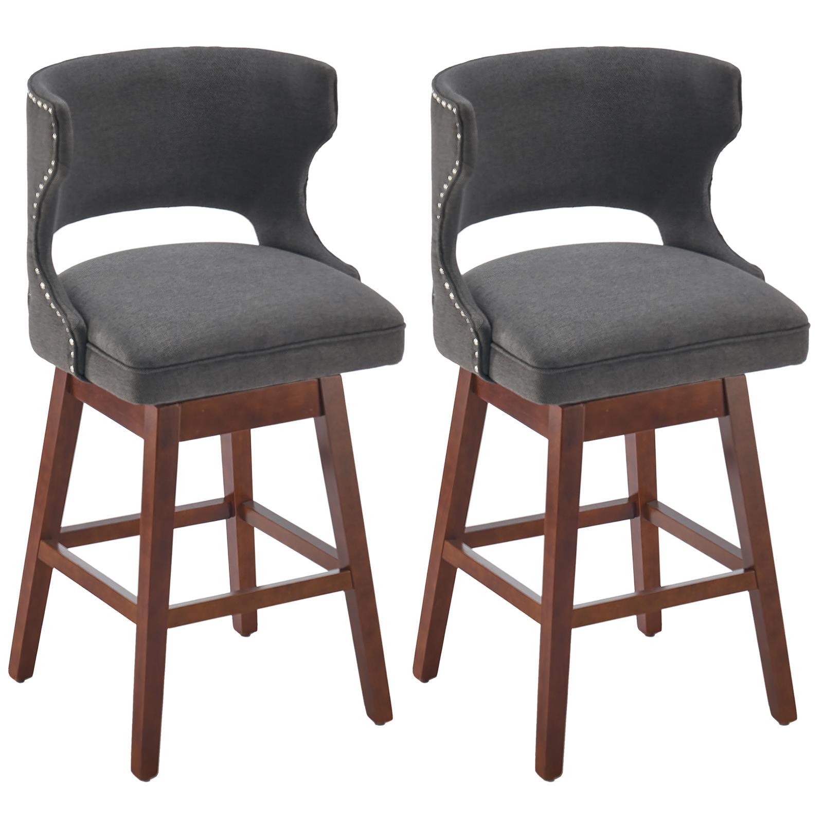 Ktaxon Set of 2 Counter Height Bar Stools with Wingback, 360 Degree