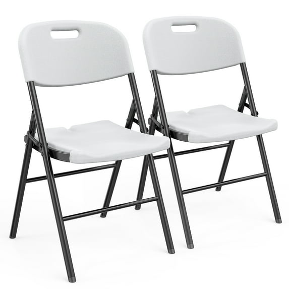 Ktaxon Set of 2 Folding Chairs, 350 LB Weight Capacity, Outdoor Commercial Folding Chairs for Conference, Outdoor and Indoor Event, White