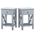 thumbnail image 1 of Ktaxon Set of 2 Nightstands for Bedroom Rustic Bedside End Tables with Drawer Storage,Gray, 1 of 14