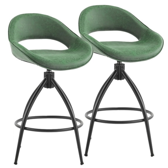 Ktaxon Set of 2 Swivel Barstools with footrest, 26" Counter Height Padded Bar Stools 2 PCS, Green