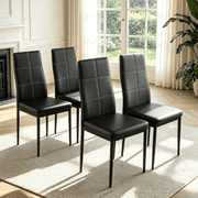 Ktaxon Modern Set of 4 Dining Chairs, Kitchen Side Chairs with Padded Seat High Back, PU Leather Upholstered Dining Chairs for Kitchen Dining Room Home Furniture, Black