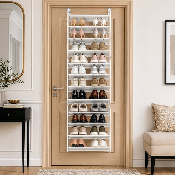 Ktaxon 12 Layers Over-The-Door Wall-mounted Style Home Shoe Storage Rack Organizer, White