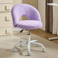 thumbnail image 1 of Ktaxon Small Vanity Chair, Adjustable Height Swivel Desk Chair with Wheels, Faux Rabbit Hair Makeup Chair, Purple, 1 of 8