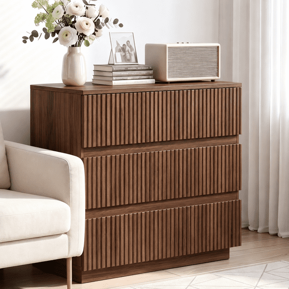 Ktaxon Solid Wood 3 Drawer Dresser Nightstand Modern Wood Chest of ...