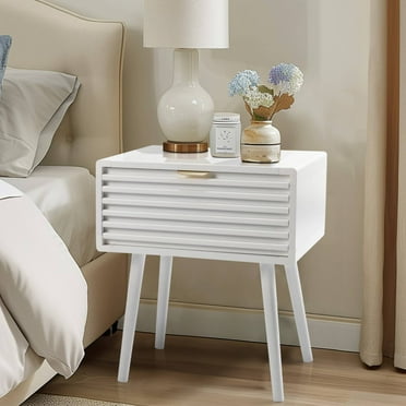 Ktaxon Solid Wood Nightstand End Table, Side Side End Table for Bedroom Furniture, White