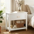 thumbnail image 1 of Ktaxon Solid Wood Nightstand with One Drawer Traditional Cottage Bedside Table End Table, White, 1 of 6