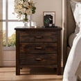 thumbnail image 1 of Ktaxon Solid Wood Nightstand with Outlets & USB Ports, 3 Drawer Traditional Cottage Bedside Table, Brown, 1 of 16