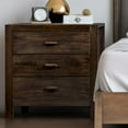 thumbnail image 1 of Ktaxon Solid Wood Nightstand with Outlets & USB Ports, 3 Drawer Traditional Cottage Bedside Table, Brown, 1 of 15