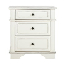 Ktaxon Solid Wood Nightstand with Outlets & USB Ports, 3 Drawer Traditional Cottage Bedside Table, Wash White