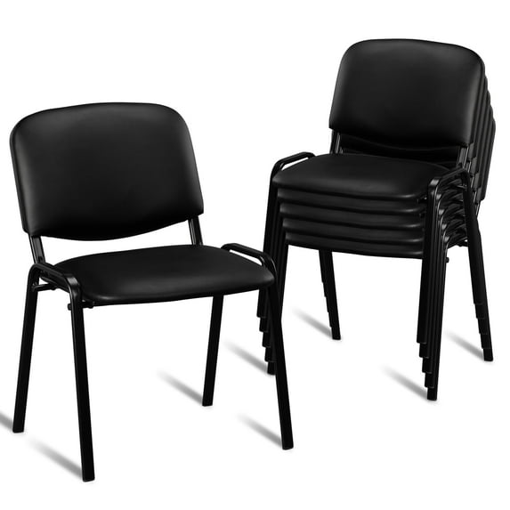Ktaxon Stackable Chairs 5 PCS, Fabric Padded Folding Chairs Office Chair, Upholstered Seating Set of 5, Black