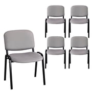 Ktaxon Stackable Chairs 5 PCS, Mesh Fabric Padded Folding Chairs Office Chair, Upholstered Seating Set of 5, Light Gray