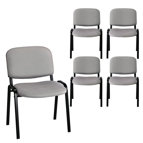 Ktaxon Stackable Chairs 5 PCS, Mesh Fabric Padded Folding Chairs Office Chair, Upholstered Seating Set of 5, Light Gray