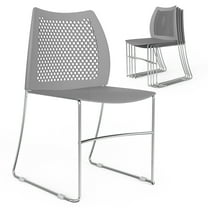 Ktaxon Stackable Chairs 5 Pcs, Plastic Stacking Chairs with Removeable Mesh Back for Wedding, Meeting, Conference, Commercial Use, Gray