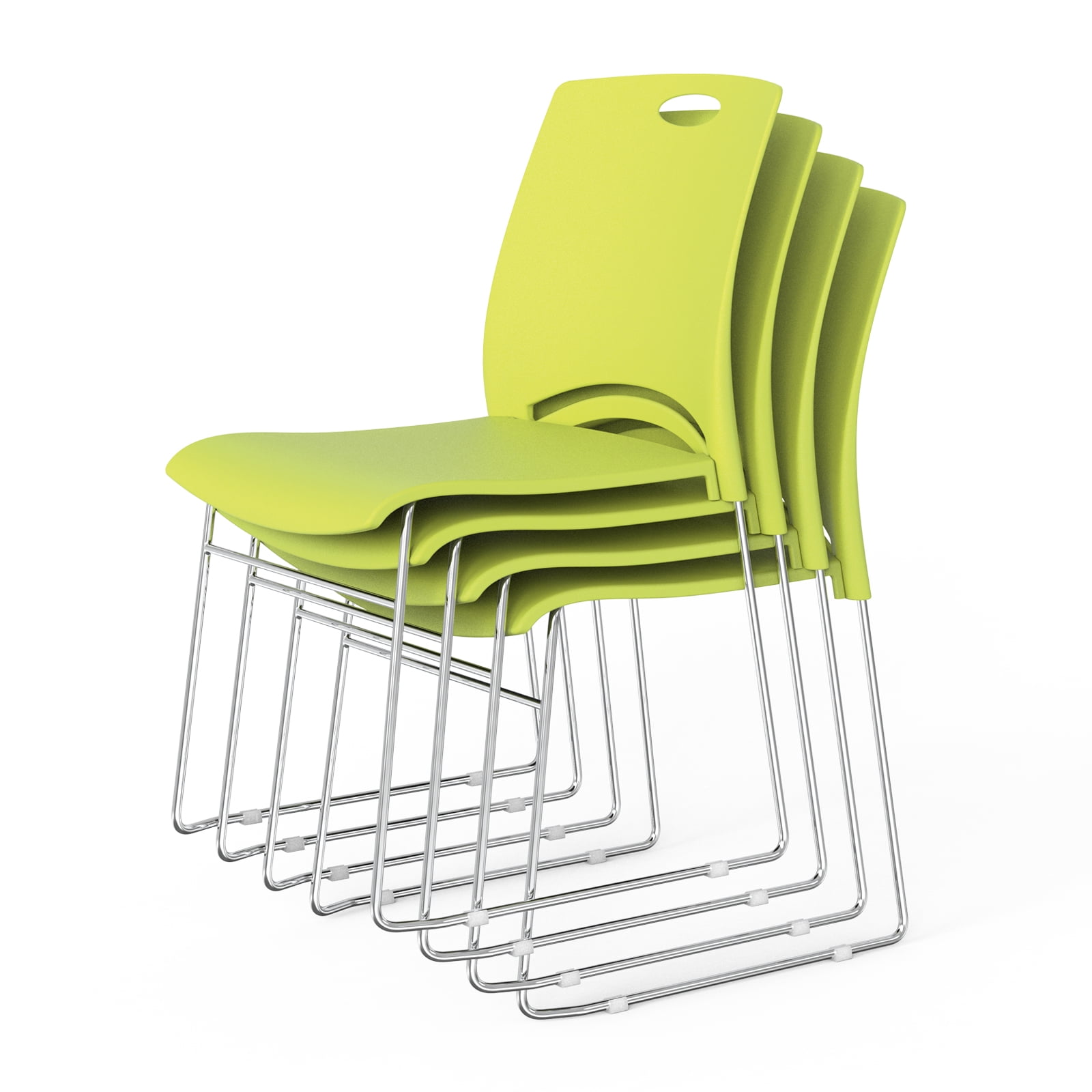 Ktaxon Stackable Chairs 4 Pcs, Plastic Stacking Chairs with Removeable ...