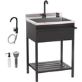 thumbnail image 1 of Ktaxon Stainless Steel Utility Sink, Free Standing Sink with Faucet & Towel Rack, Perfect for Laundry Room, Kitchen, Restaurant, Garage, Backyard, 19"D x 26"W x 39"H, 1 of 8