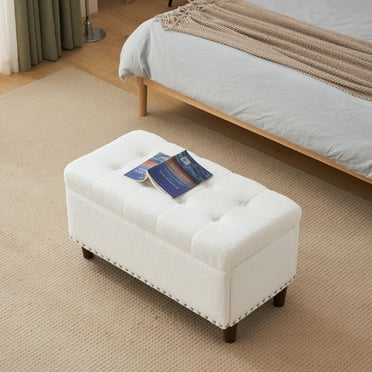 52" Accen Upholstered Ottoman, Modern End of Bed Bench with Wooden