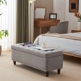 thumbnail image 1 of Ktaxon Storage Ottoman Footstool Organizer,43'' Tufted Linen Fabric Sofa Bed Bench for Entryway, Living Room Bedroom Light Gray, 1 of 10