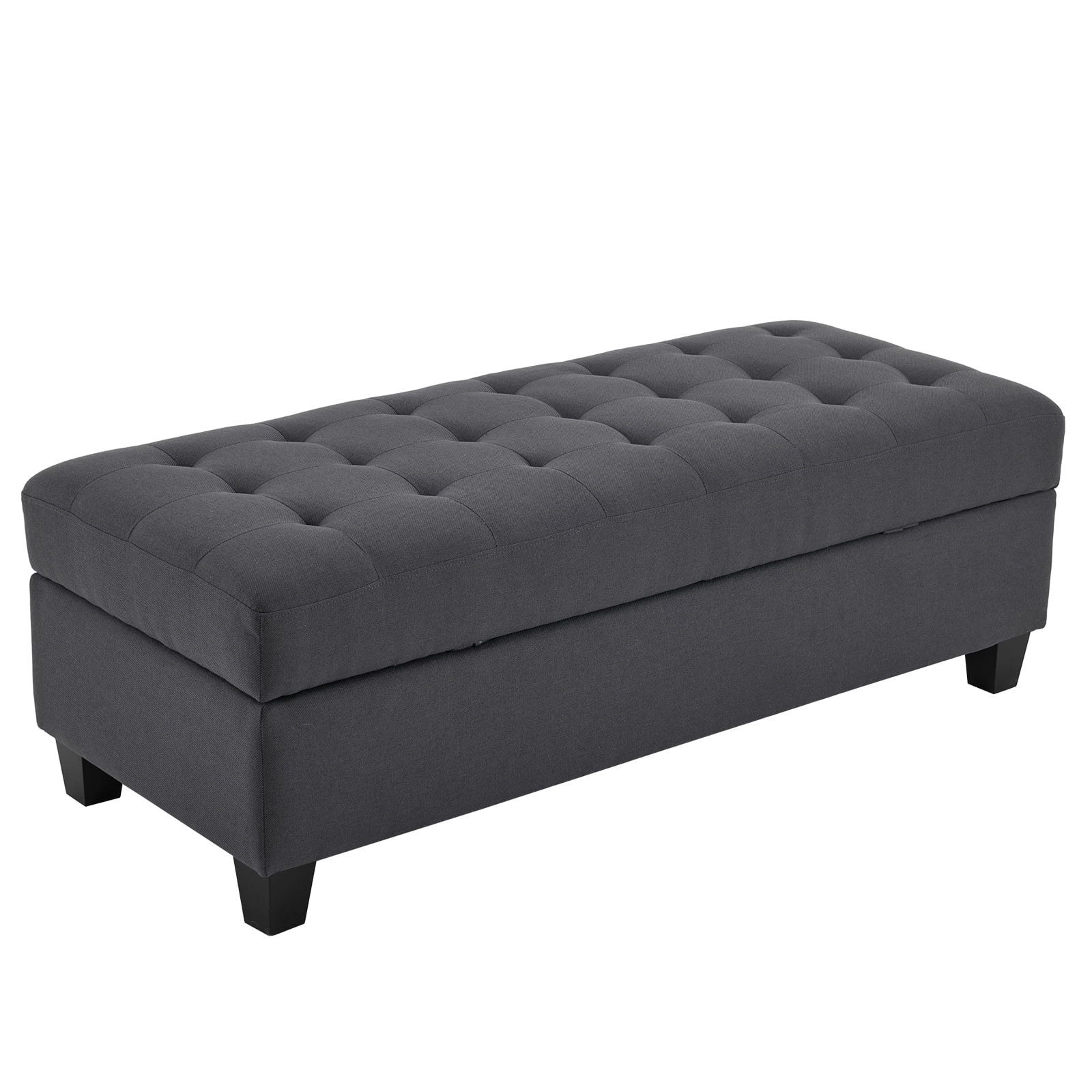 Ktaxon Storage Ottoman Footstool Organizer,51.2'' Tufted Customized Ottoman for Sofa Bed, Fabric Shoe Bench for Entryway, Living Room Derk Gray